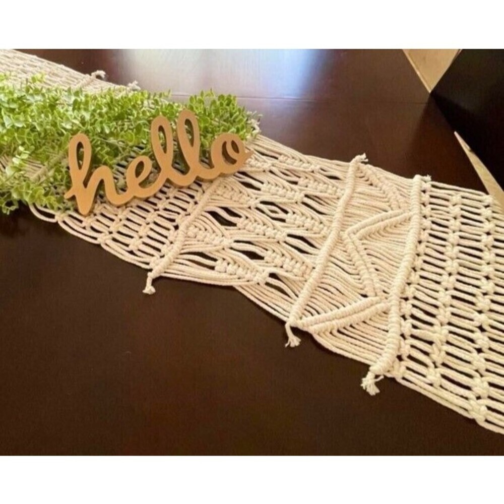 Dining Table Runner 86x13 Long Macrame Handwoven Bohemian Wedding Party